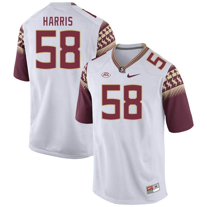 Men #58 Bless Harris Florida State Seminoles College Football Jerseys Stitched-White - Click Image to Close